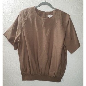 Vintage Tumbleweeds Sz XL Women’s Brown Blouse Top Elastic Waist Short Sleeve